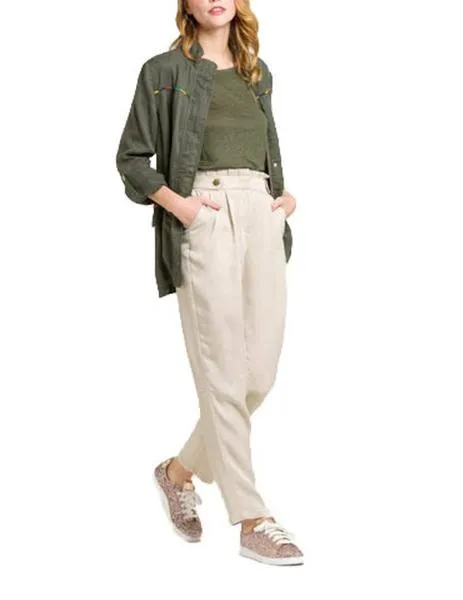 parka naf naf motivos bordados verde
