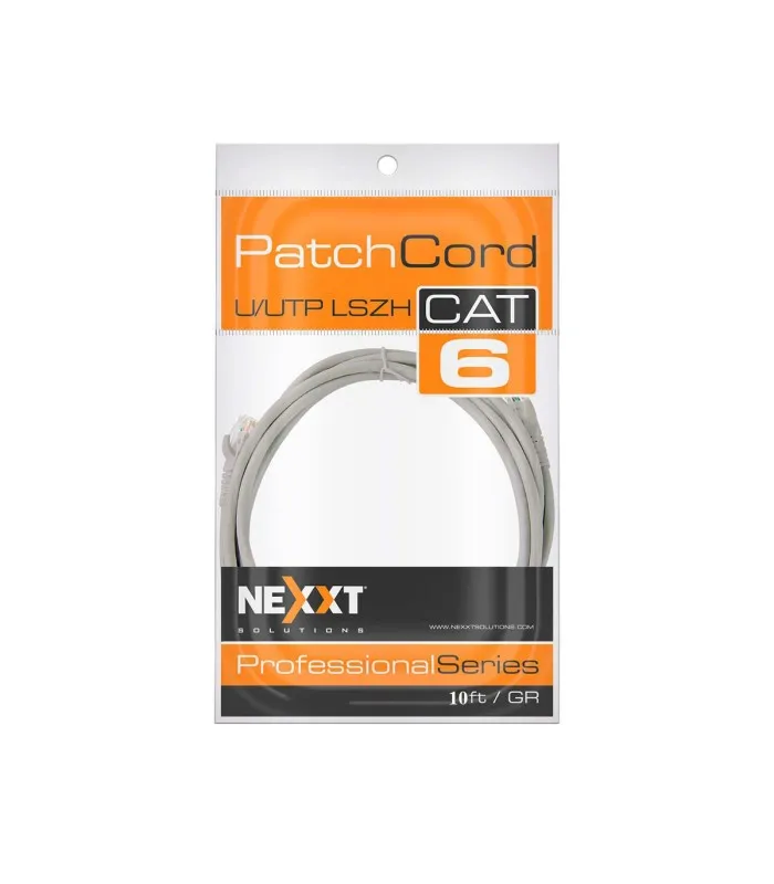PATCH CORD NEXXT U/UTP RJ45 CAT6 10FT/GR 3.05M GRIS 1000Mbps/1Gbps 250MHz 4P 24AWG LSZH /PCGPCC6LZ10GR AB361NXT40