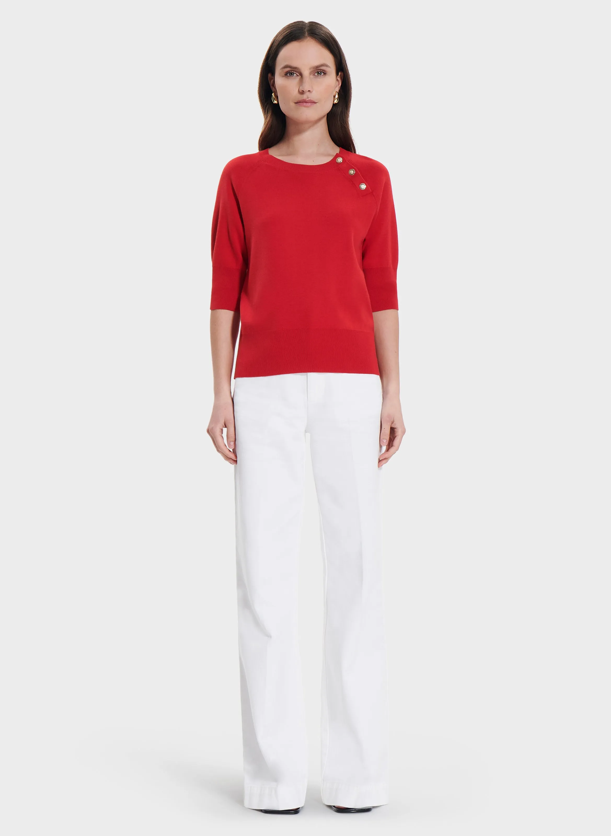PAULINE  JERSEY AJUSTADO DE PUNTO CON CUELLO REDONDO EN ROJO