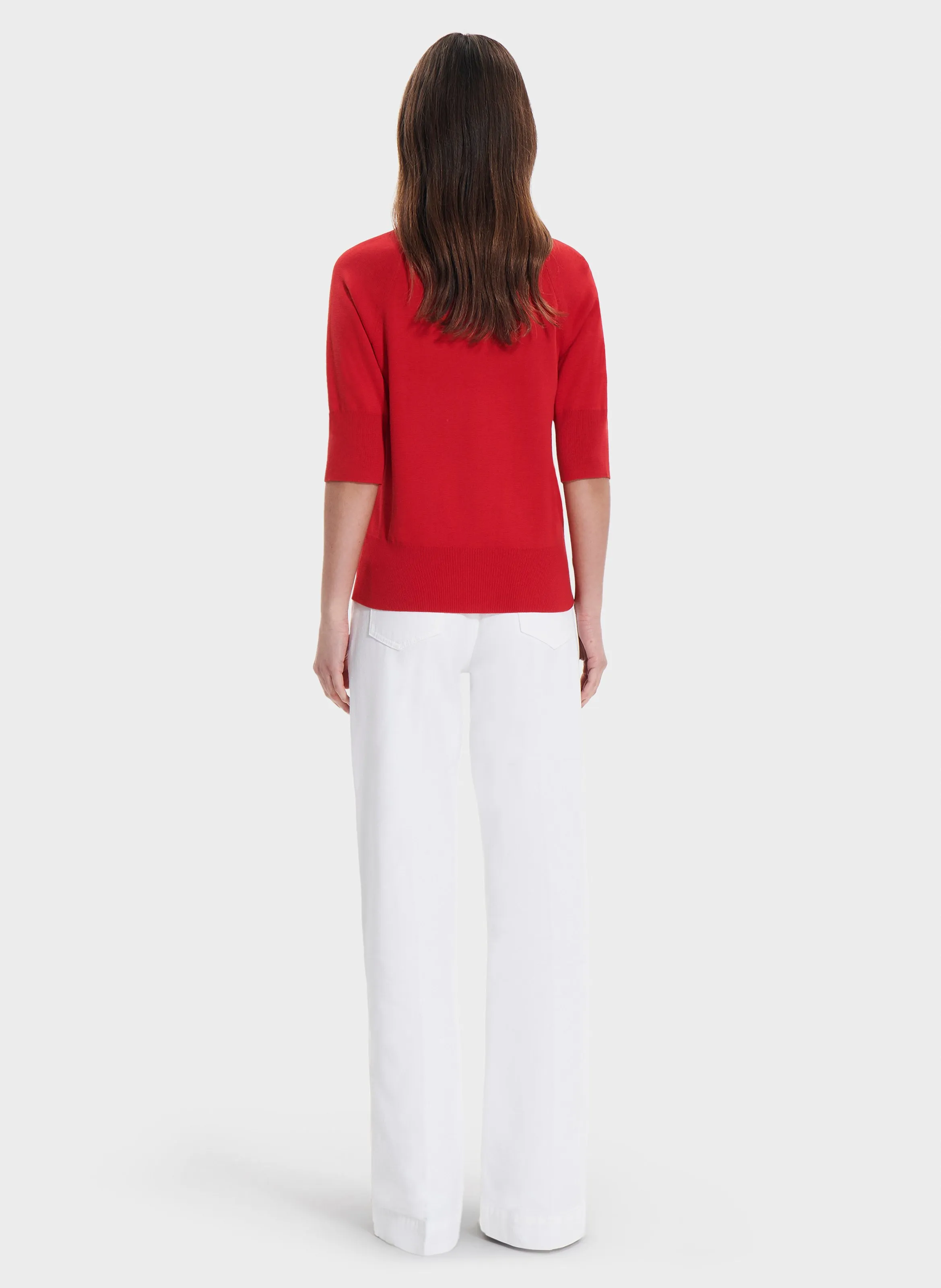 PAULINE  JERSEY AJUSTADO DE PUNTO CON CUELLO REDONDO EN ROJO