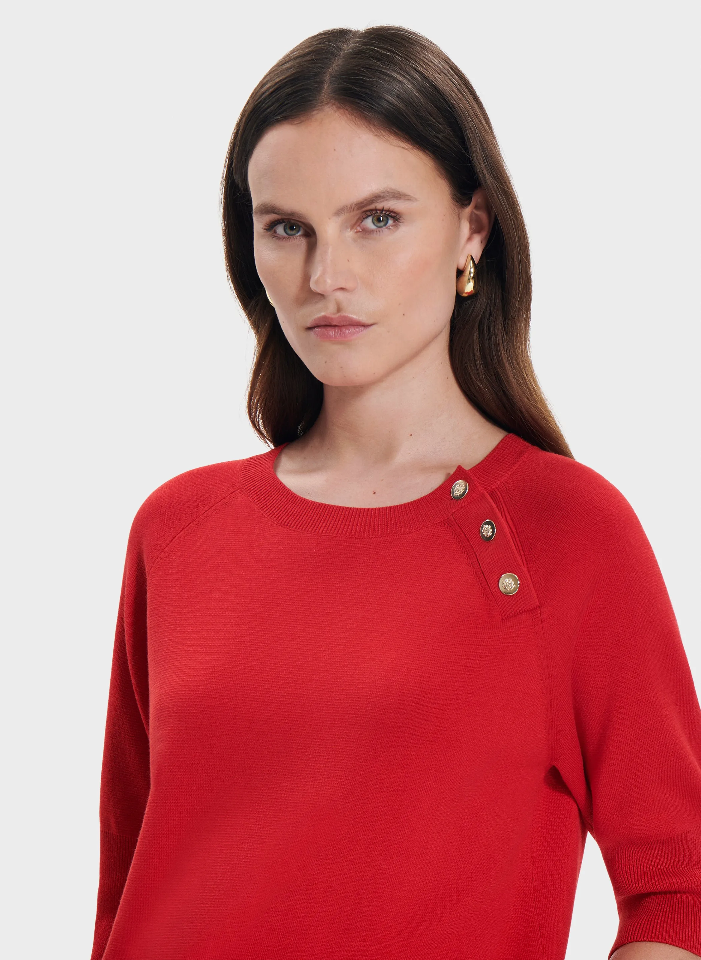 PAULINE  JERSEY AJUSTADO DE PUNTO CON CUELLO REDONDO EN ROJO