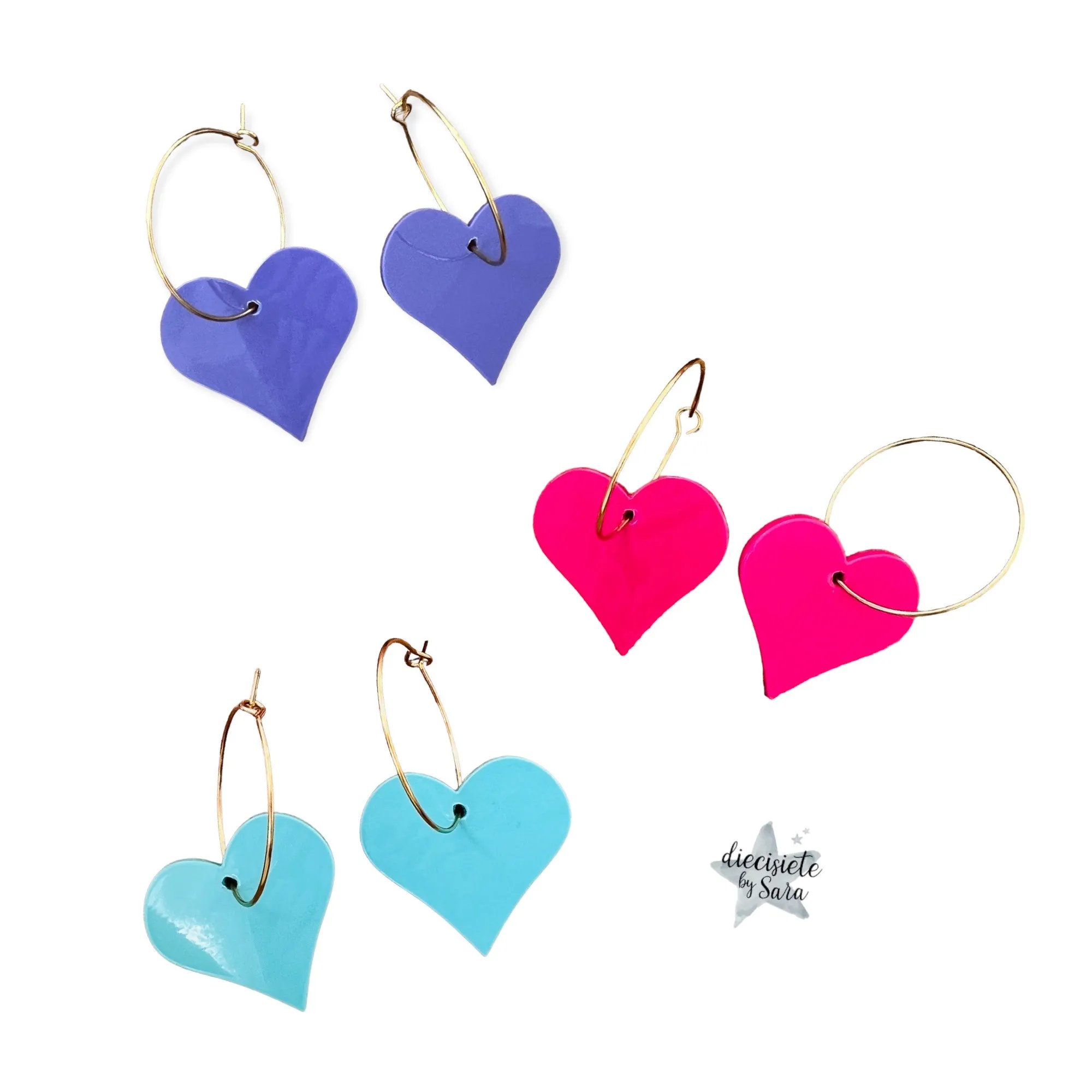 Pendientes Aro Corazón Morado