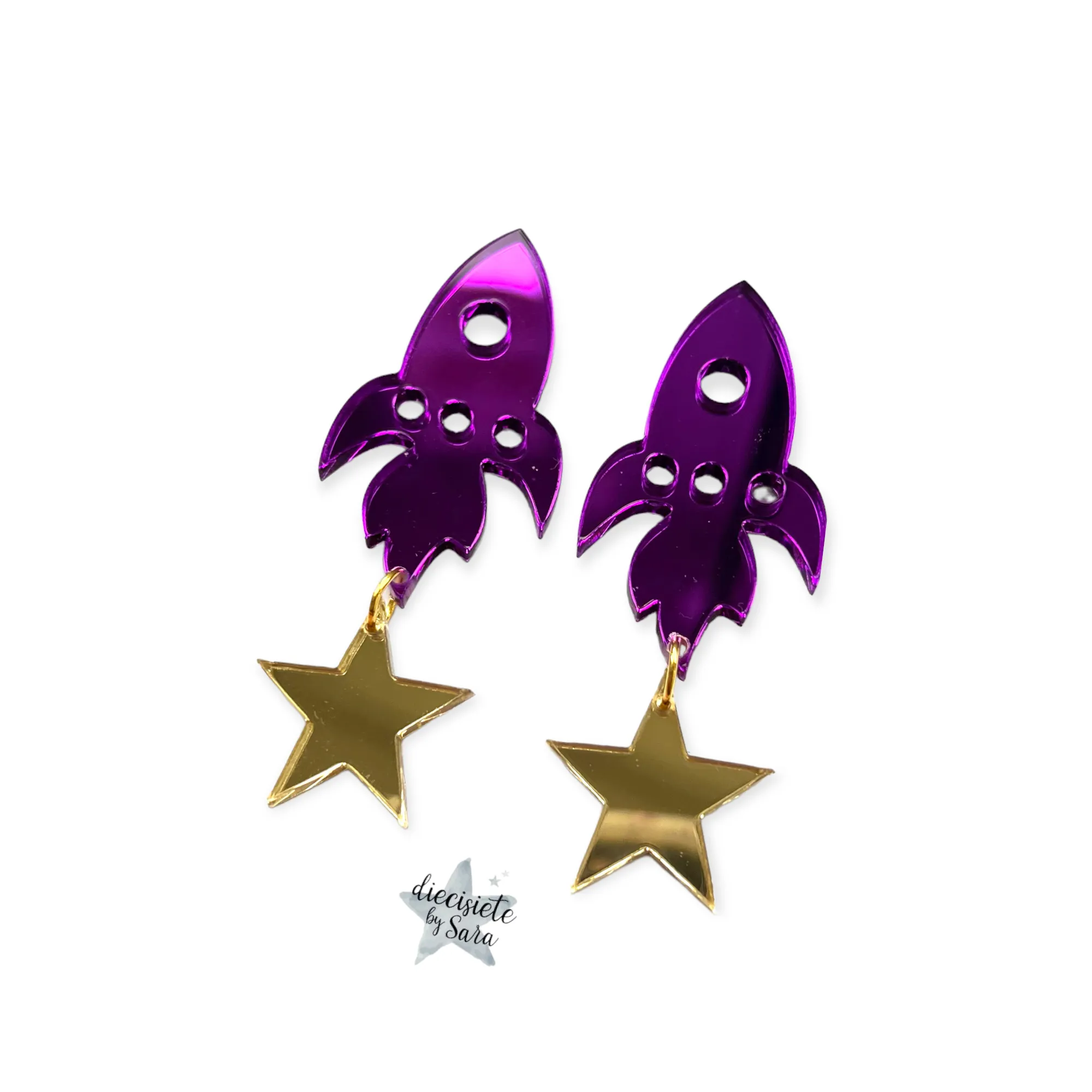Pendientes Cohete Morado Star