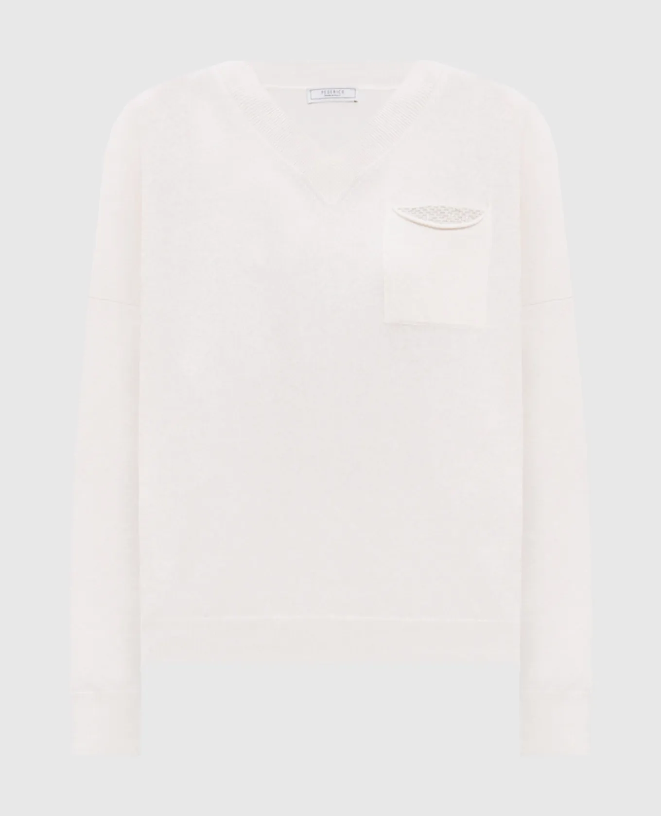 Peserico Beige wool, silk and cashmere pullover with monil chain