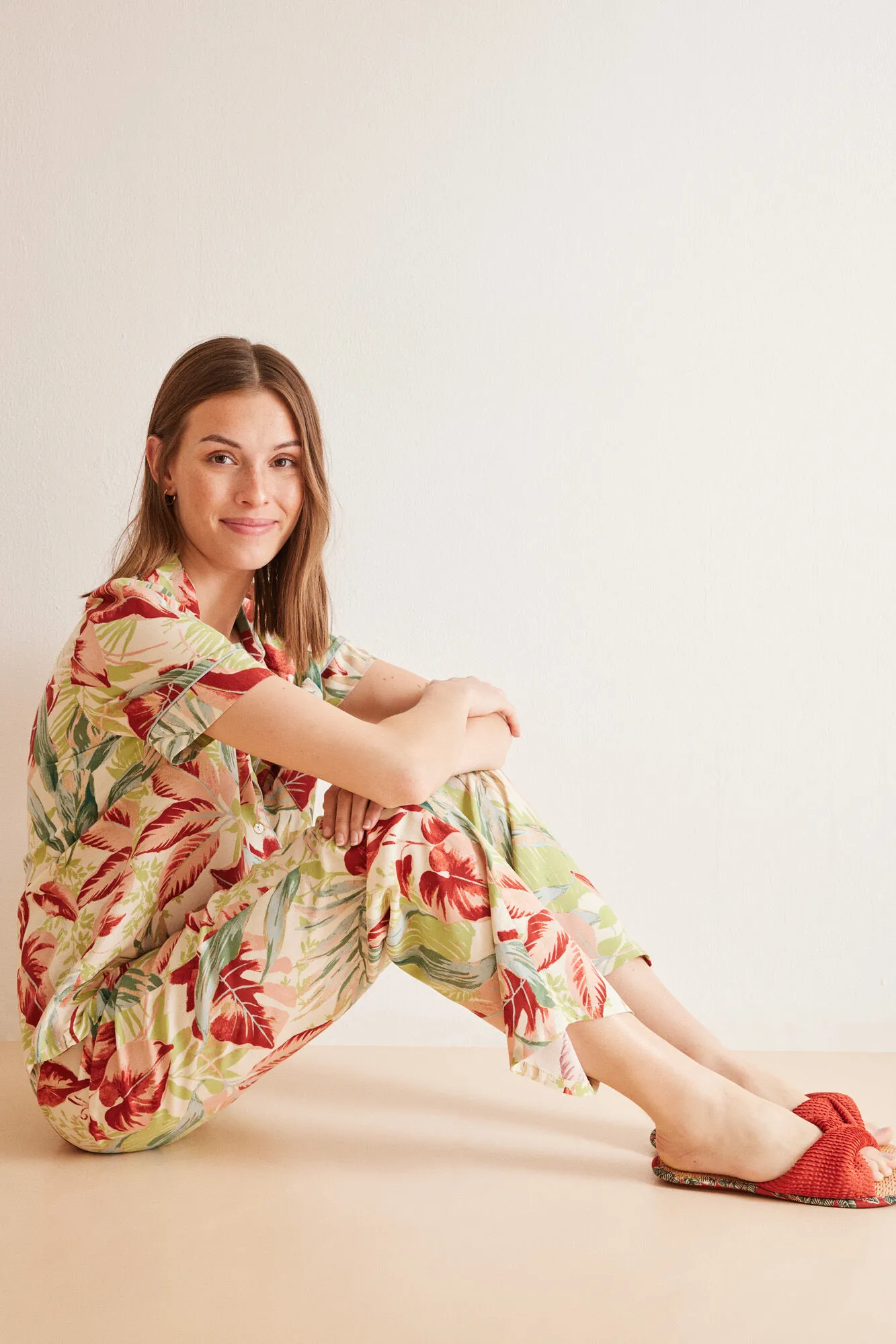 Pijama camisero estampado allover floral