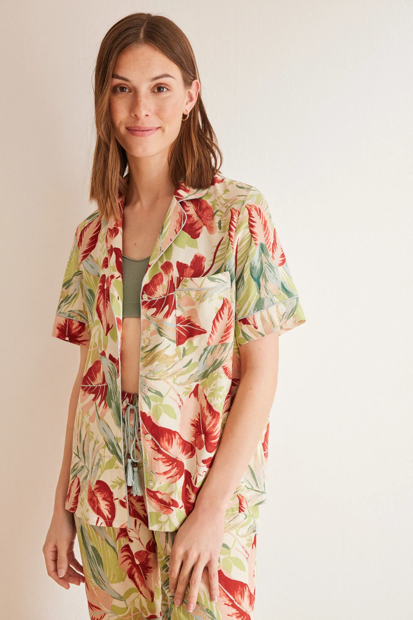 Pijama camisero estampado allover floral