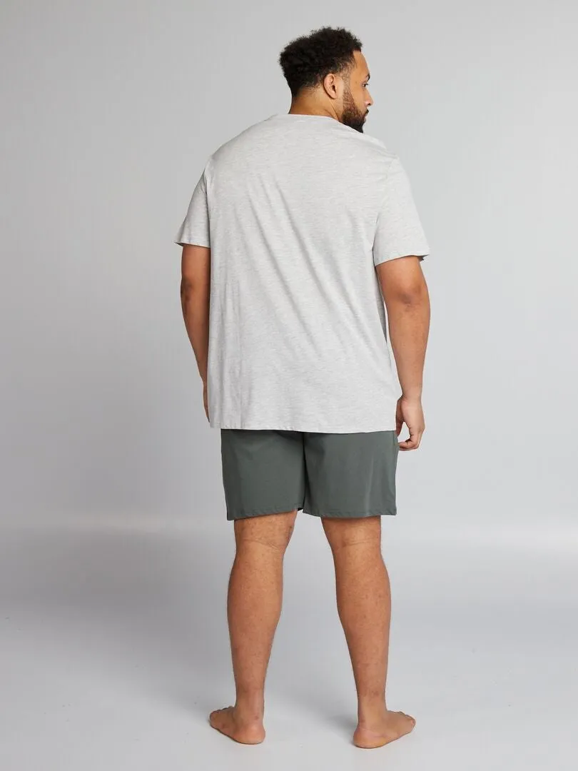 PIJAMA CORTO CON CAMISETA + PANTALóN CORTO   2 PIEZAS  GRIS