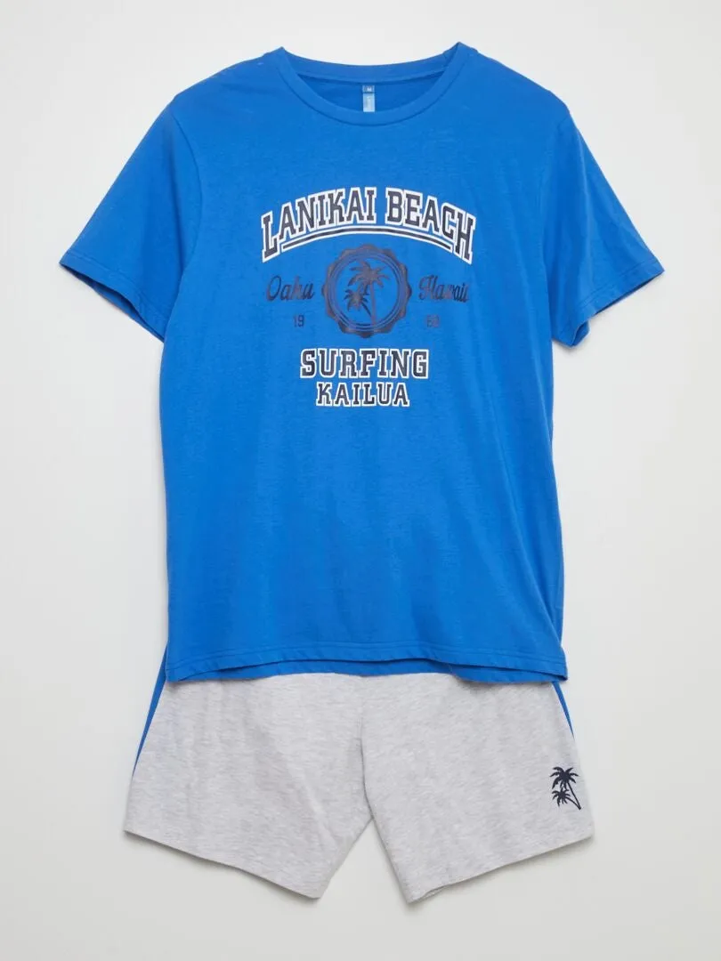 PIJAMA CORTO PANTALóN CORTO + CAMISETA  2 PIEZAS  AZUL
