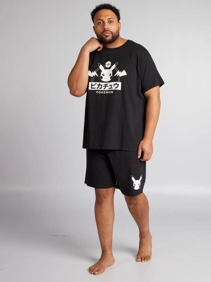 PIJAMA CORTO 'POKEMON' SHORT + CAMISETA  2 PIEZAS  NEGRO