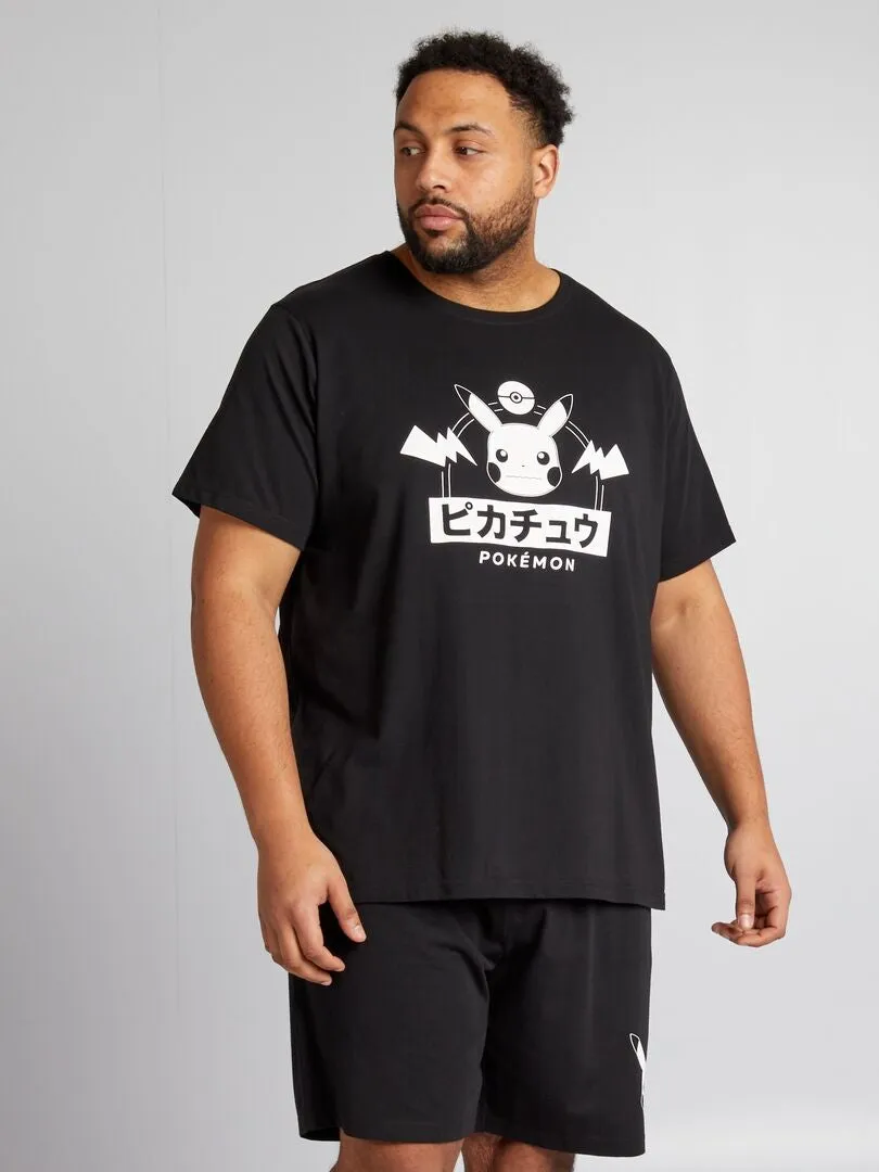 PIJAMA CORTO 'POKEMON' SHORT + CAMISETA  2 PIEZAS  NEGRO