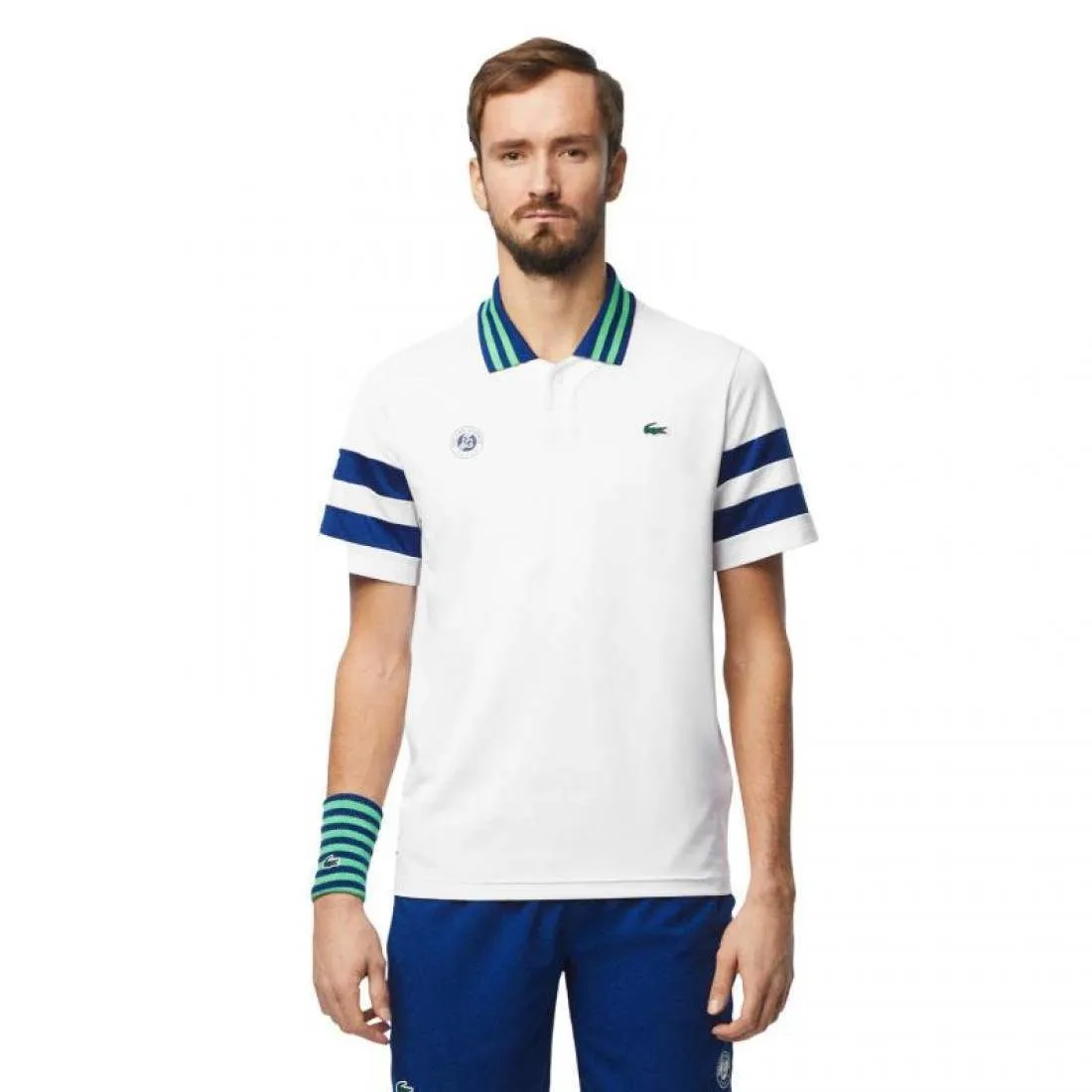 Polo Lacoste Roland Garros Medvedev Blanco Azul Marino | LACOSTE