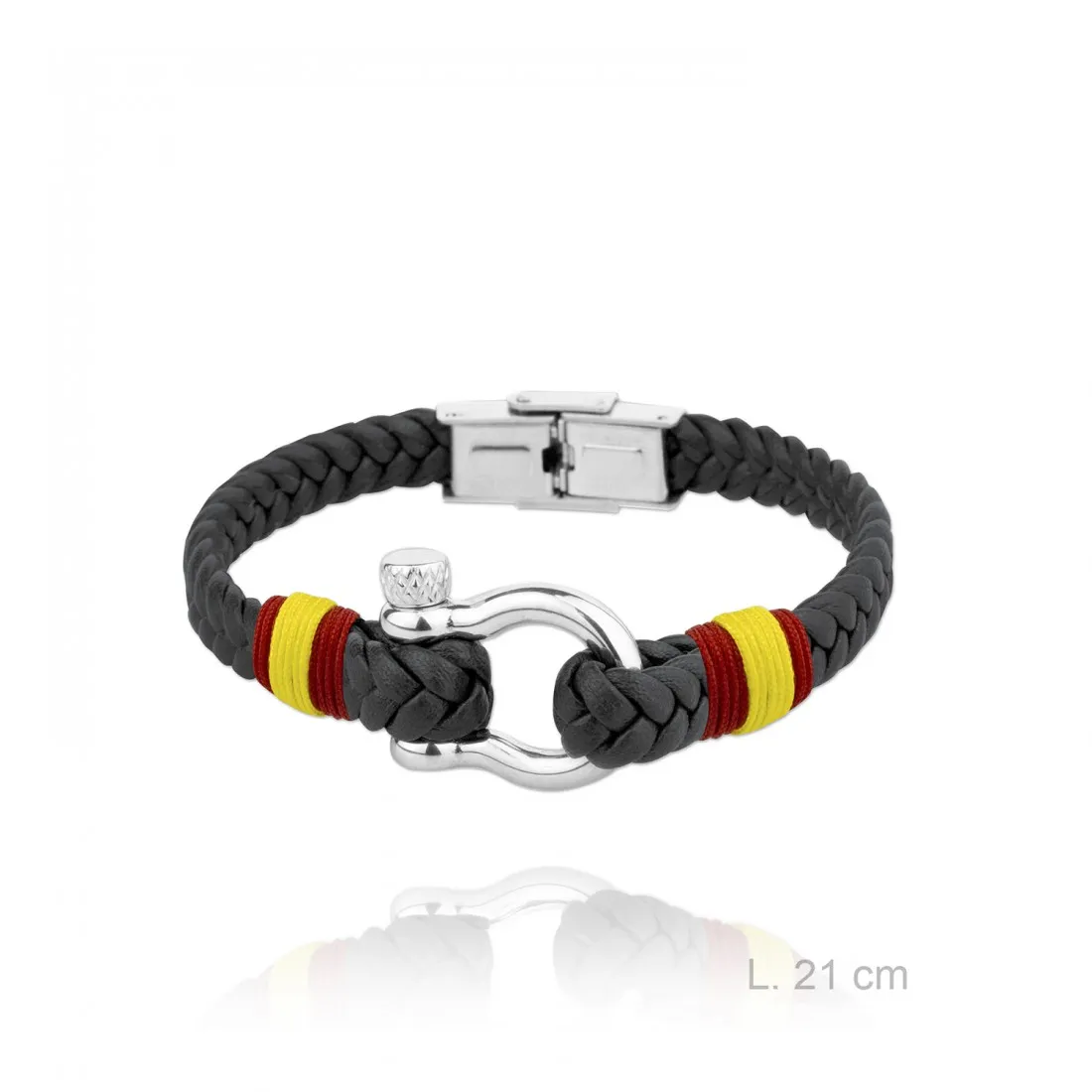 Pulsera Cuero Trenzado Negro