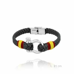 Pulsera Cuero Trenzado Negro