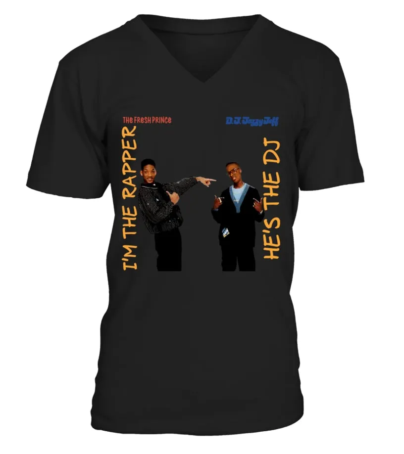 RHHBKDJ JAZZY JEFF &AMP; THE FRESH PRINCE  HE'S THE DJ I'M THE RAPPER (1988) CAMISETA CUELLO EN V UNISEX