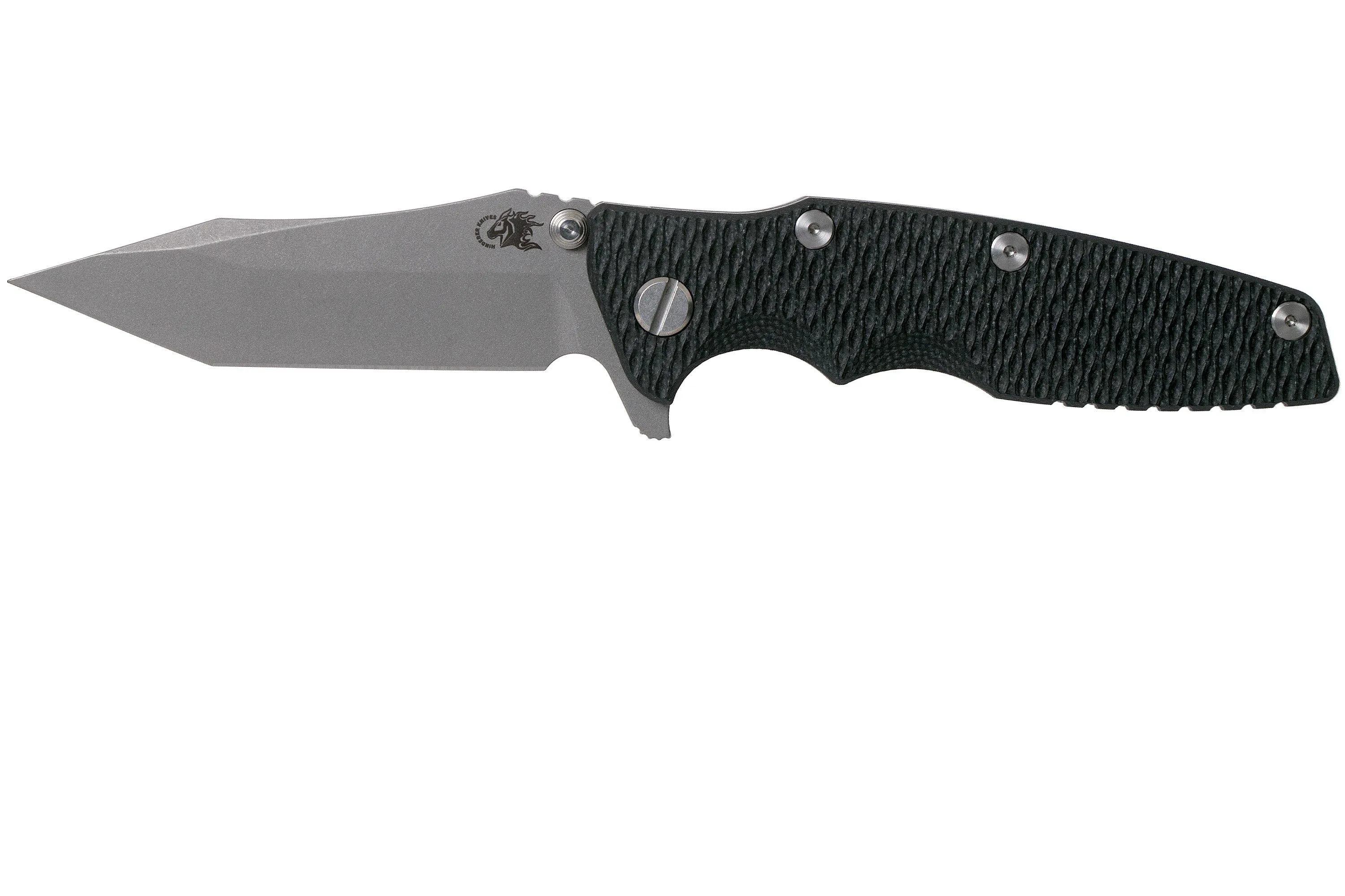 Rick Hinderer Eklipse 3.5” Tanto, CPM 20CV Working Finish, Black G10 navaja