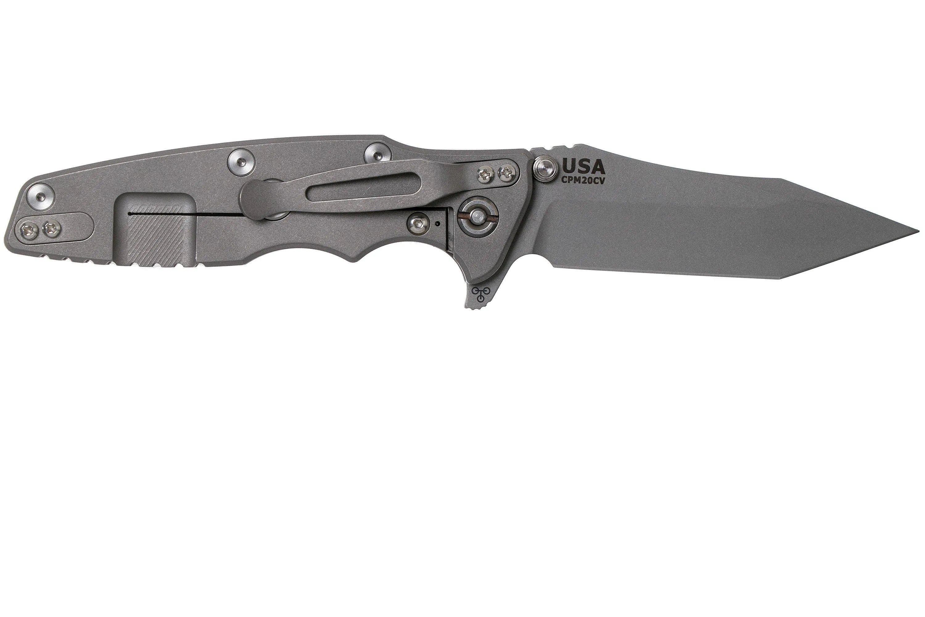 Rick Hinderer Eklipse 3.5” Tanto, CPM 20CV Working Finish, Black G10 navaja