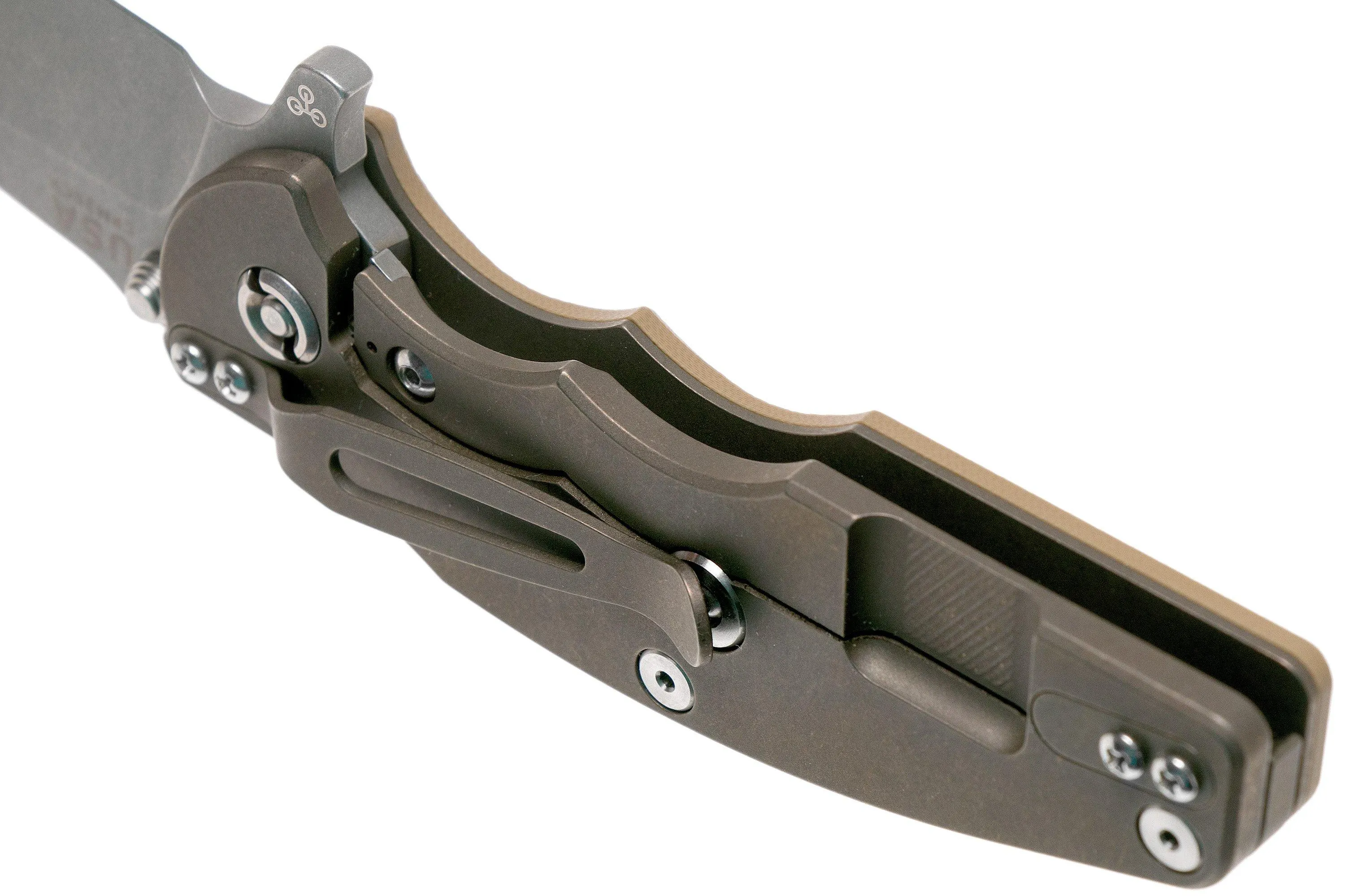 Rick Hinderer Jurassic Spearpoint 20CV Battle Bronze Coyote G10 navaja