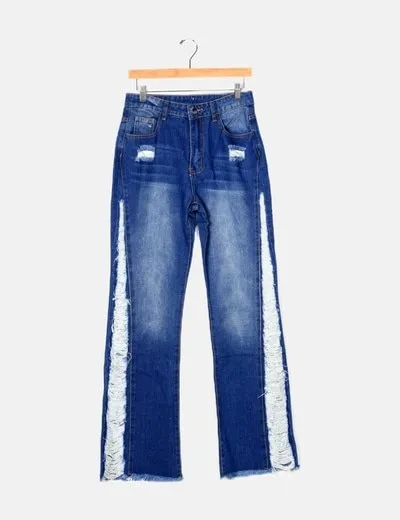 Romwe Pantalón denim desgastado