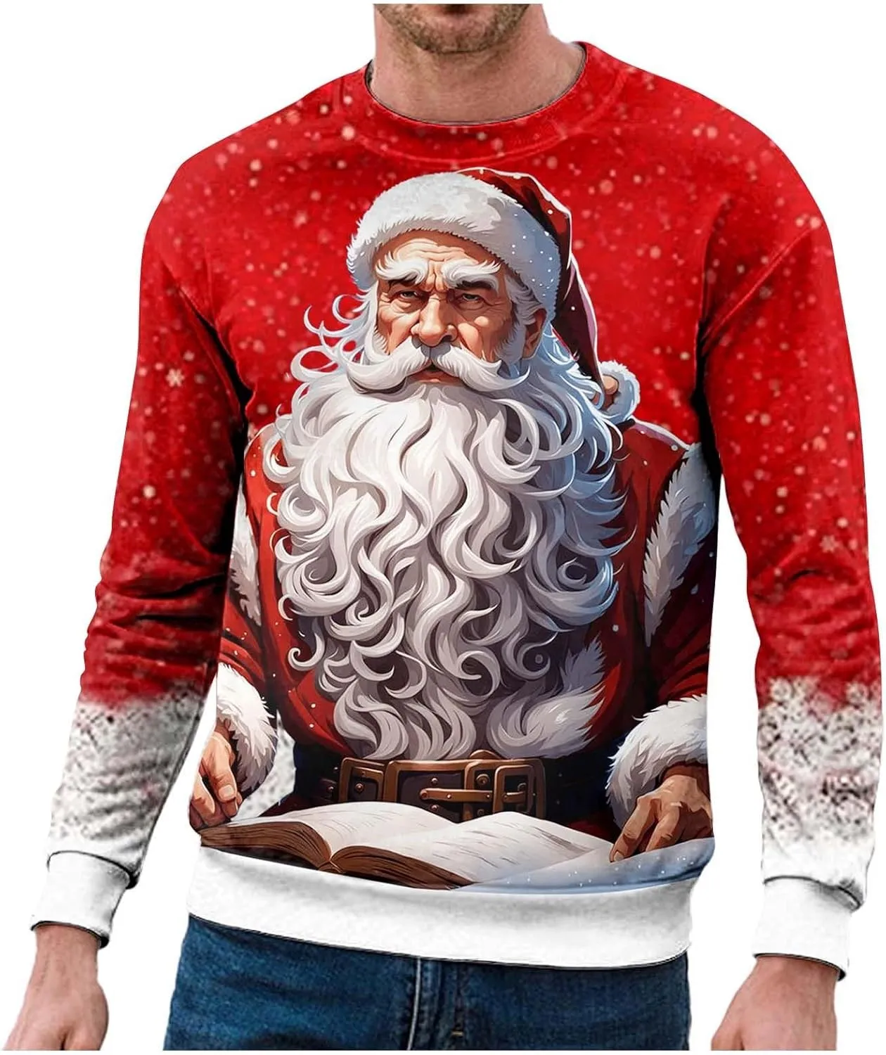 Ruamilyy Jersey navideño para hombre  divertido estampado navideño  suéter de invierno sin capucha  sudadera con motivo navideño