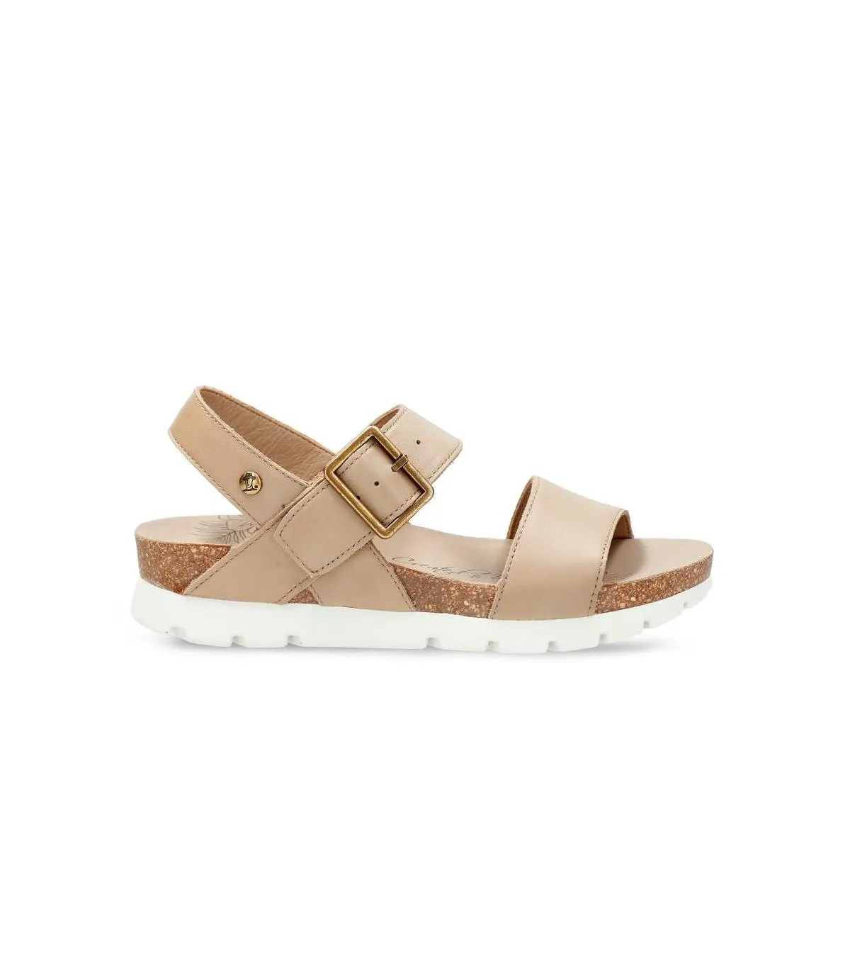 Sandalia bio con hebilla en color taupe
