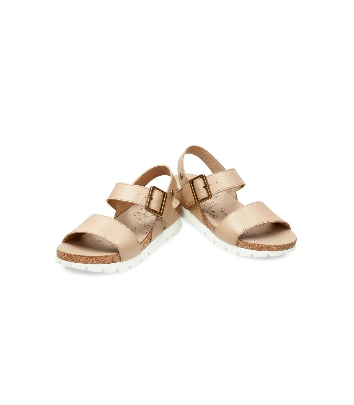 Sandalia bio con hebilla en color taupe