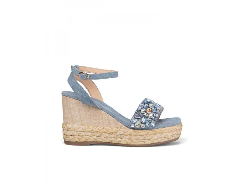 SANDALIA DE CUÑA TROTEN V23BL4012 ALMA BLUE EN COLOR JEANS