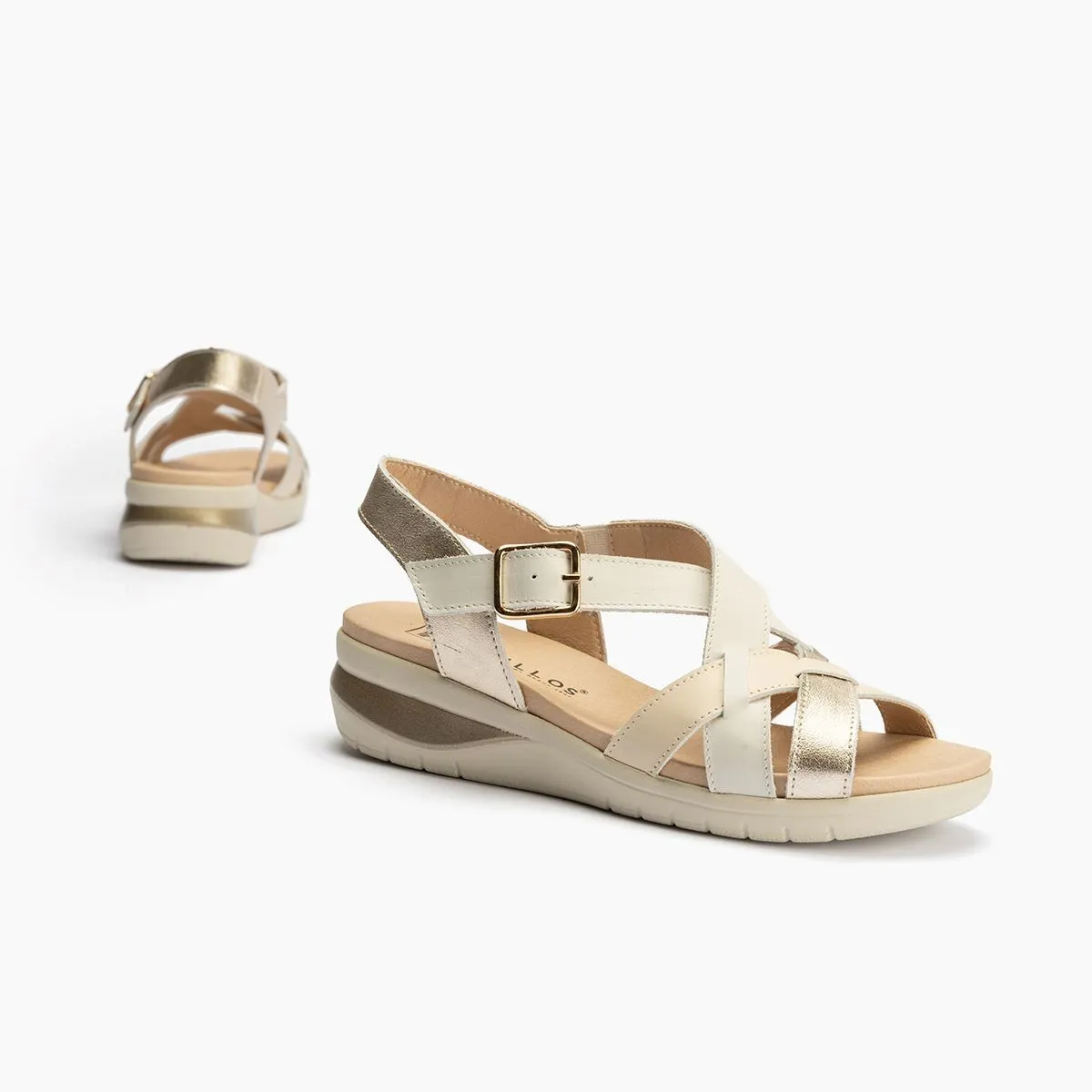 Sandalia de mujer Pitillos tiras cruzadas cuña baja P2801