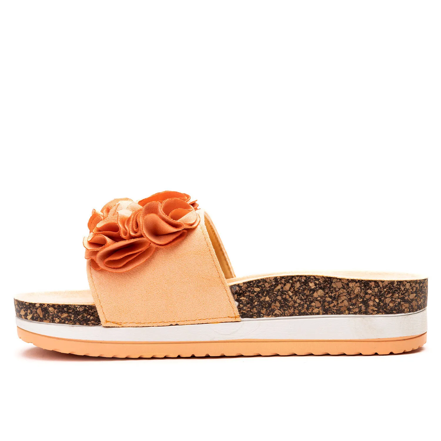 Sandalia Mujer Naranjo Flowers Chancleta