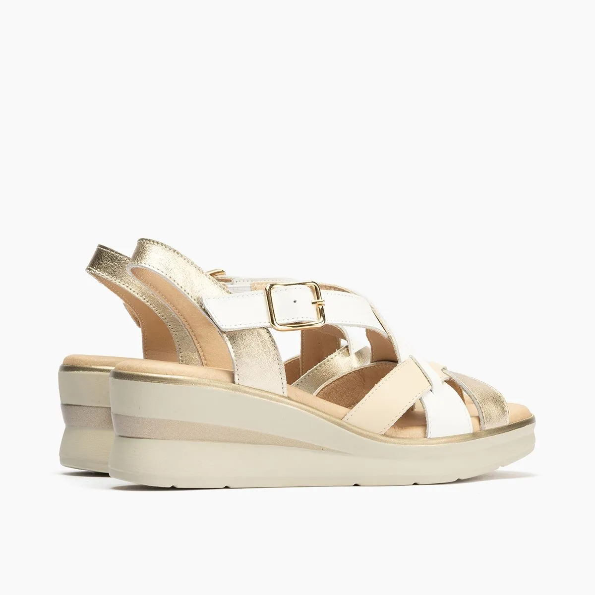 Sandalia Pitillos para mujer cuña cómoda en blanco P5614