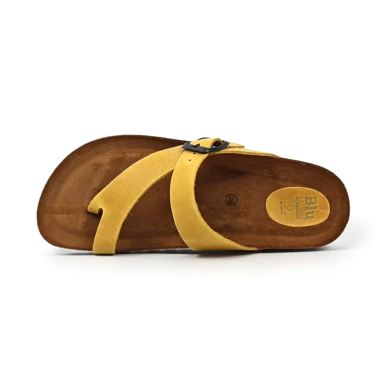 Sandalias Bio Mujer Piel Plantilla Acolchada 501 Amarillo, de Blusandal