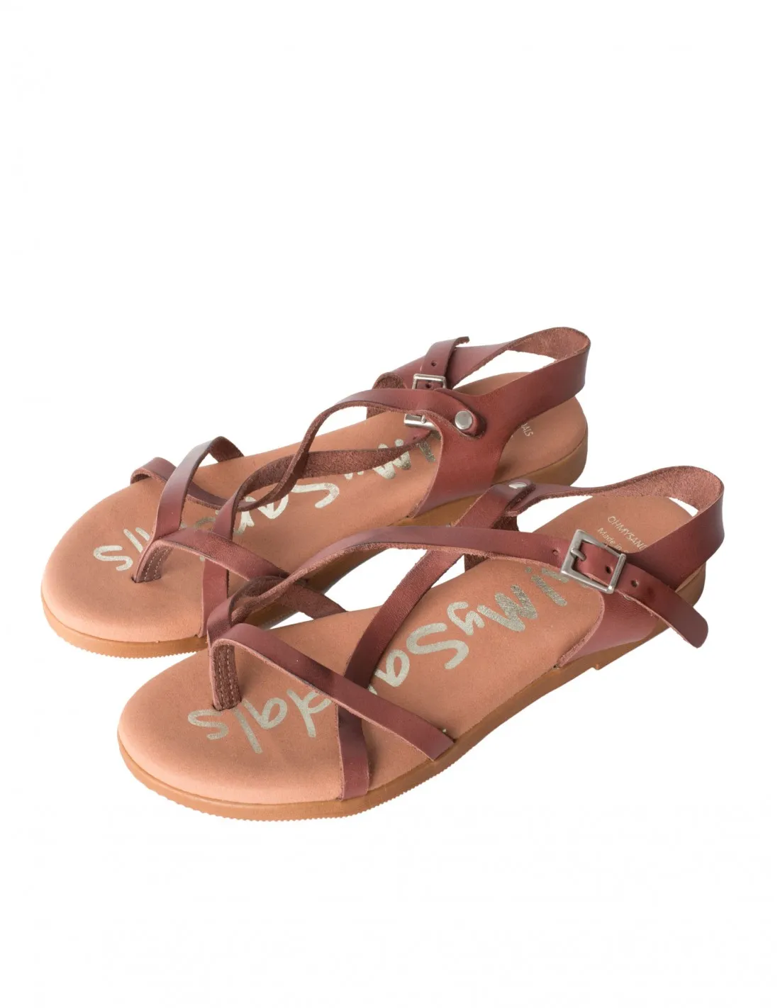 Sandalias Tiras Marrones Planas