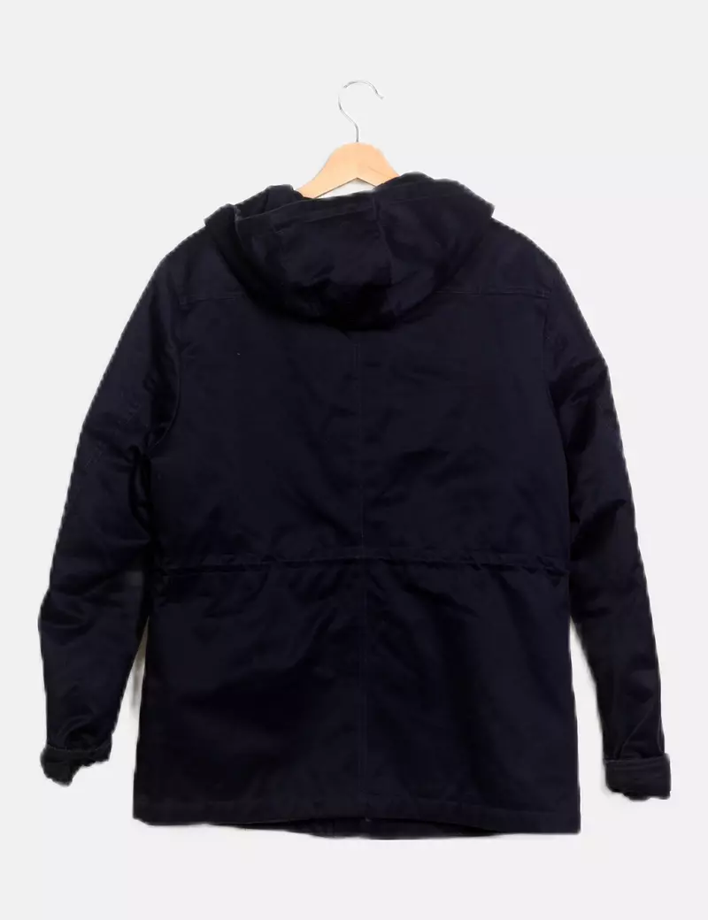 Selected Parka básica azul marino con capucha
