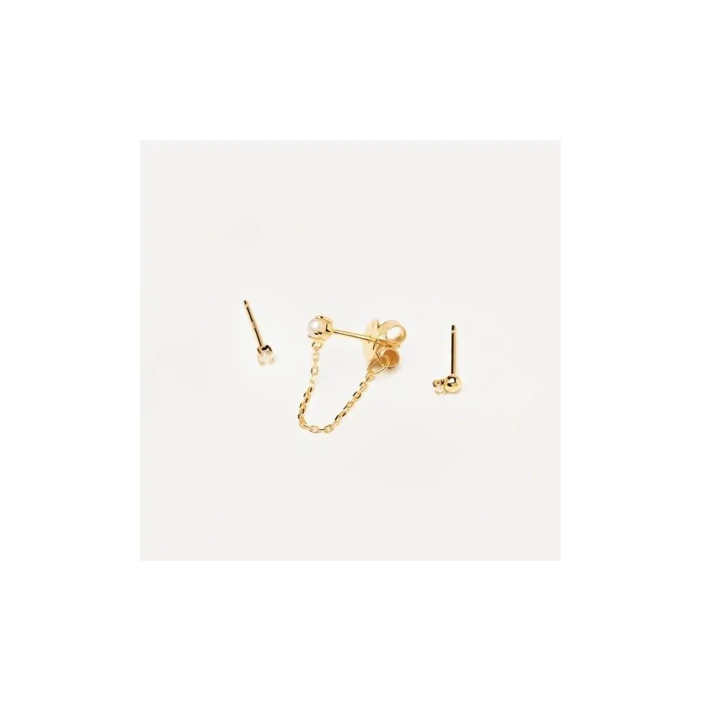 Set de 3 pendientes CHARLIE de plata de ley con baño de oro 18k