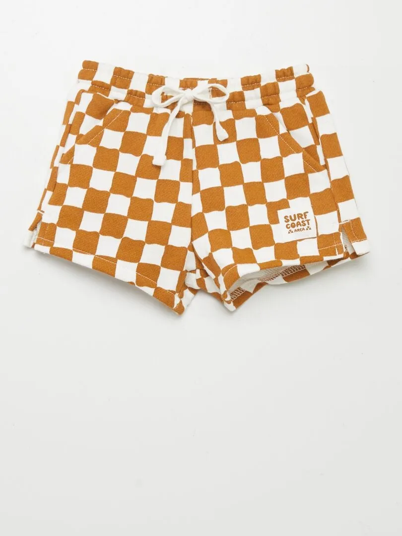 SHORT DE CUADROS  MARRON