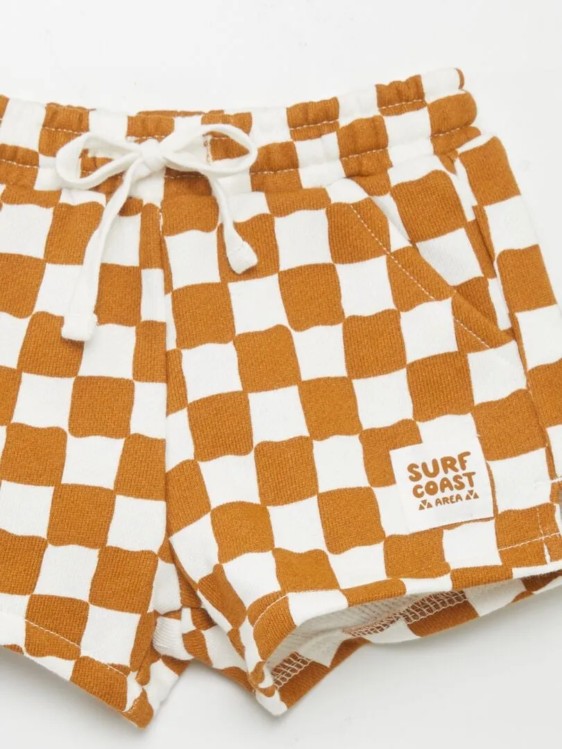 SHORT DE CUADROS  MARRON