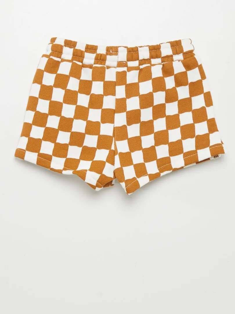 SHORT DE CUADROS  MARRON