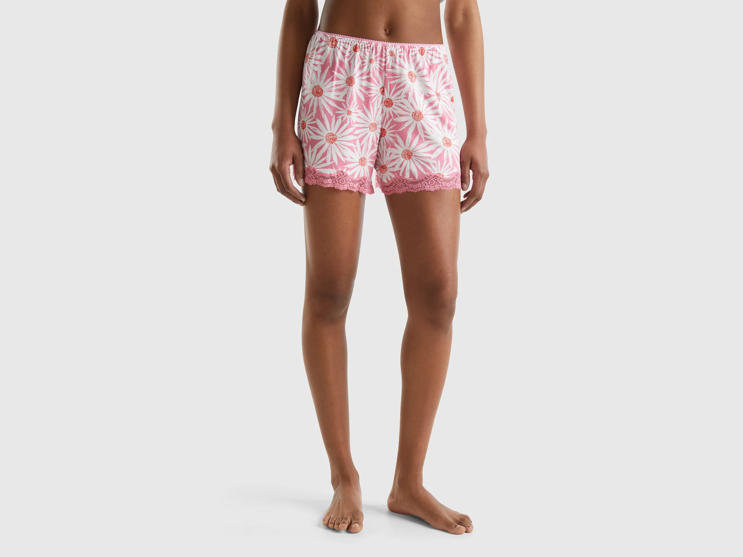 Shorts de flores de viscosa elástica