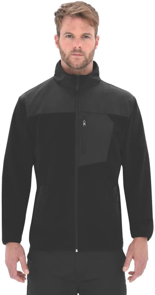 Site Teak, chaqueta de tejido polar, negro, talla XL (pecho 46