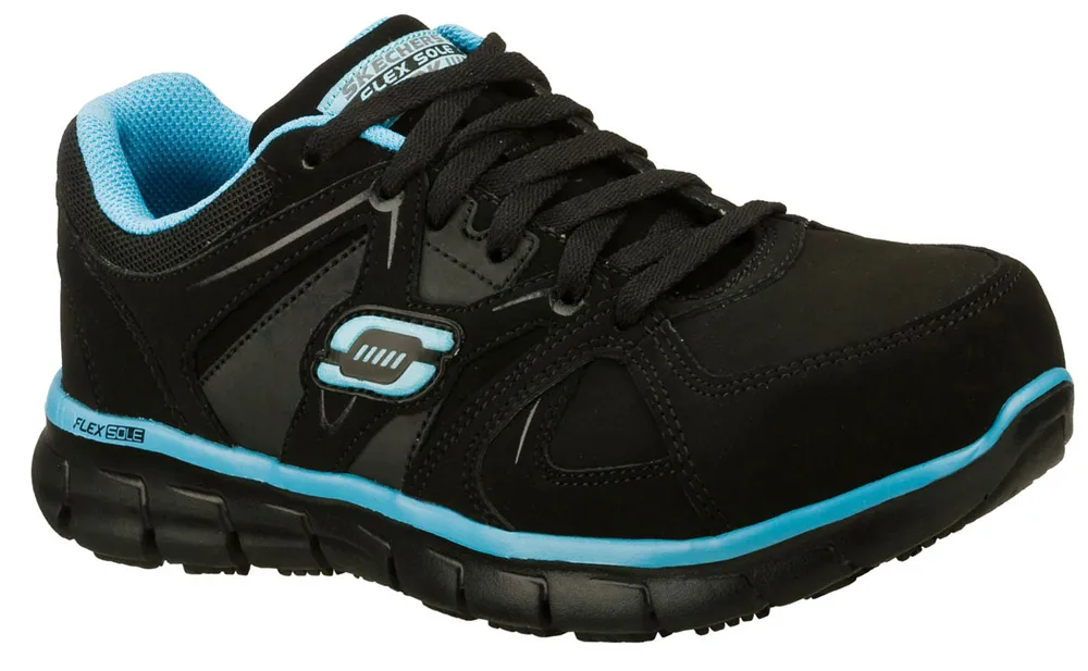 SKECHERS DEPORTIVO ANTIDESLIZANTE, EH, CON PUNTERA DE ALEACIÝN, NEGRO/AZUL DE MUJER SKECHERS WORK SYNERGYSANDLOT