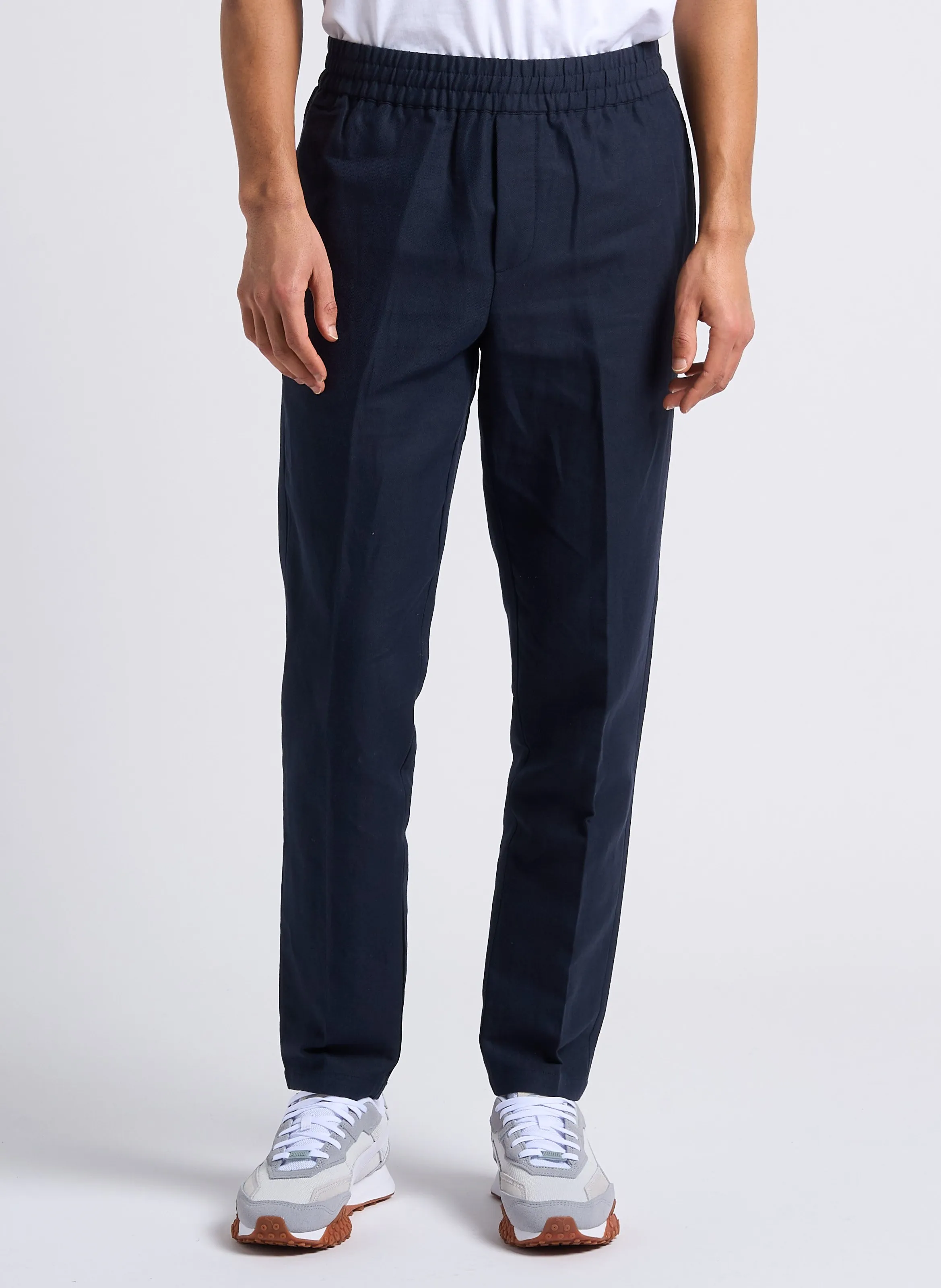 SMITHY  PANTALóN SLIM DE ALGODóN ORGáNICO Y LINO EN AZUL