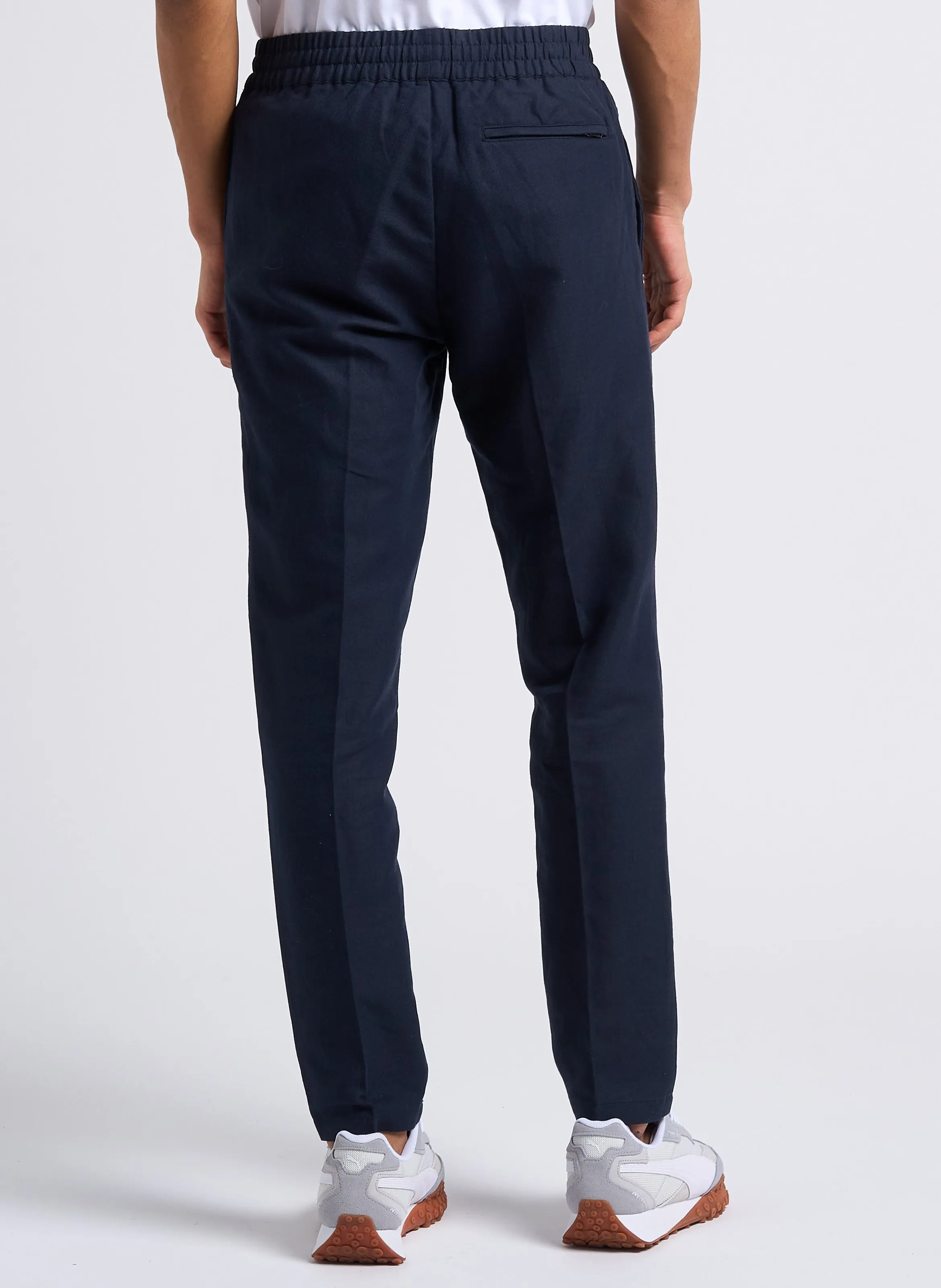 SMITHY  PANTALóN SLIM DE ALGODóN ORGáNICO Y LINO EN AZUL