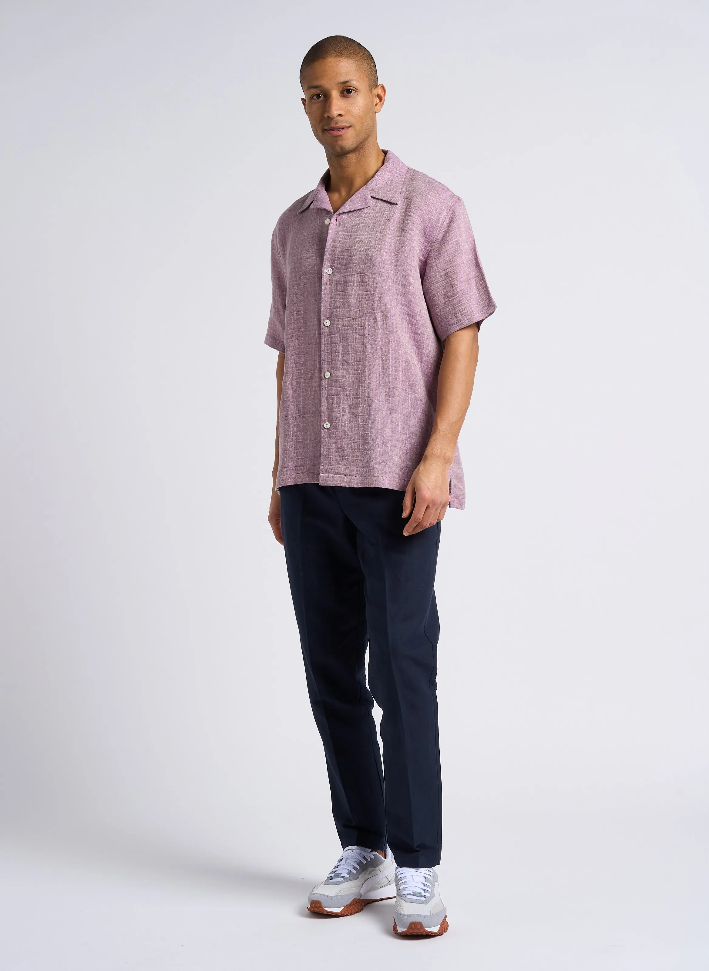 SMITHY  PANTALóN SLIM DE ALGODóN ORGáNICO Y LINO EN AZUL