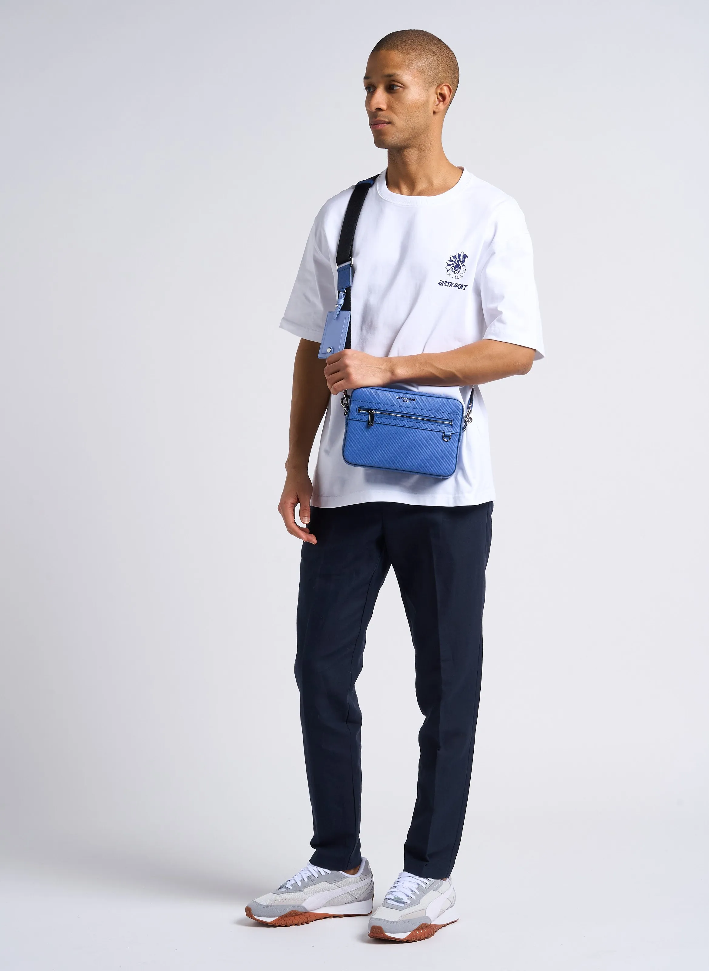 SMITHY  PANTALóN SLIM DE ALGODóN ORGáNICO Y LINO EN AZUL