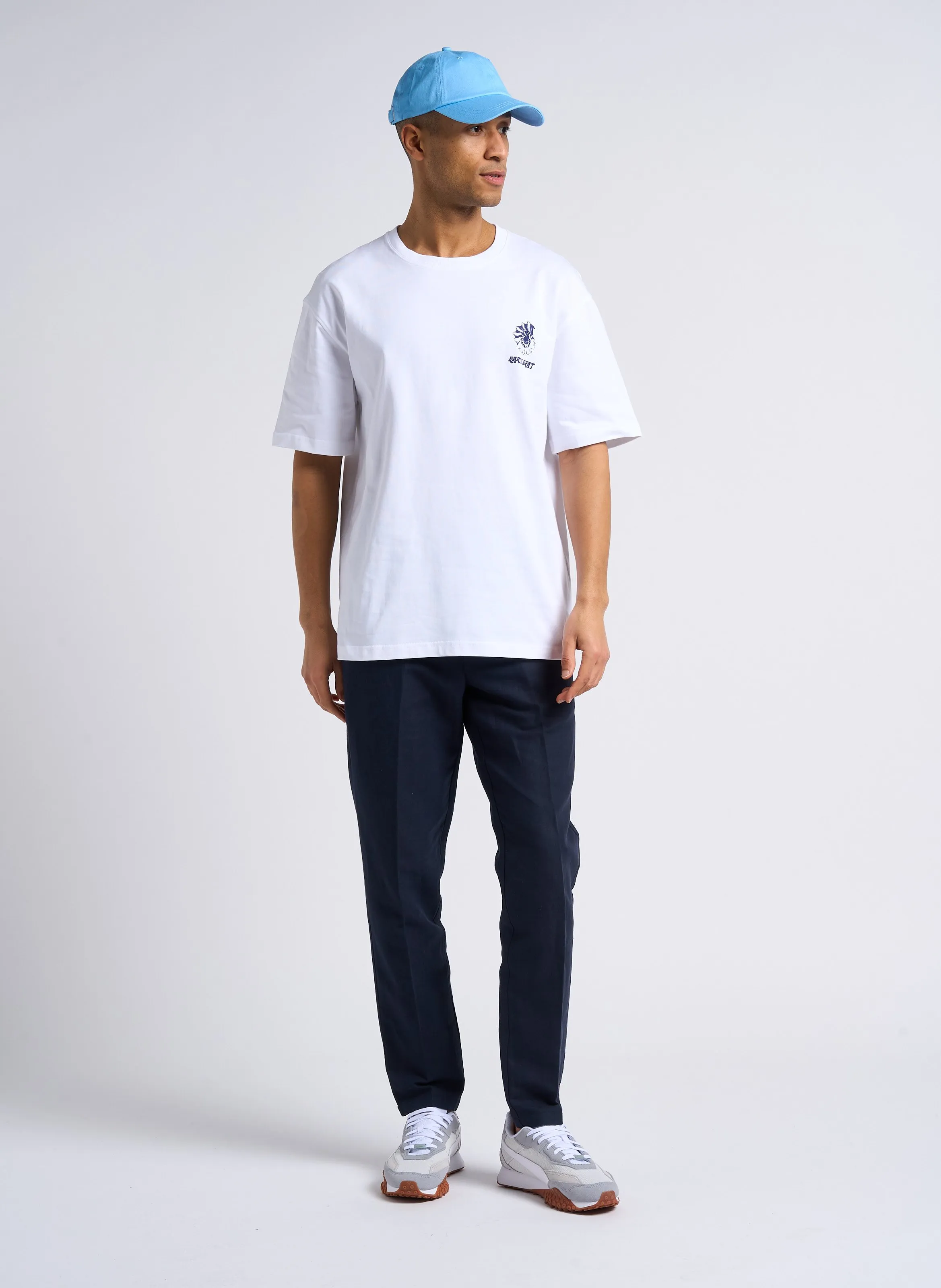 SMITHY  PANTALóN SLIM DE ALGODóN ORGáNICO Y LINO EN AZUL