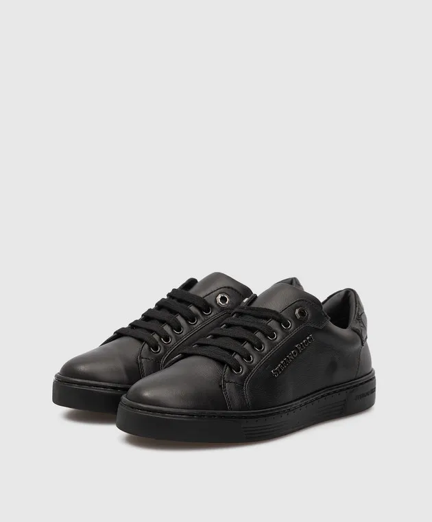 Stefano Ricci Children's leather sneakers with logo