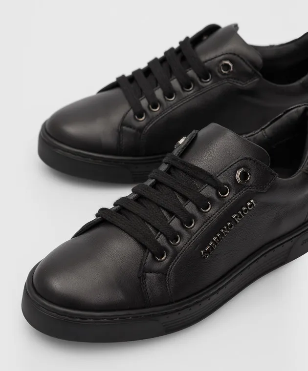 Stefano Ricci Children's leather sneakers with logo