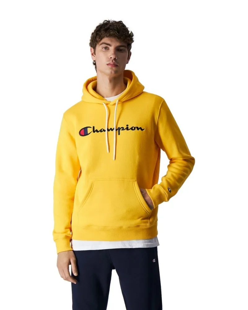 Sudadera champion amarilla embroidered script logo hoodie