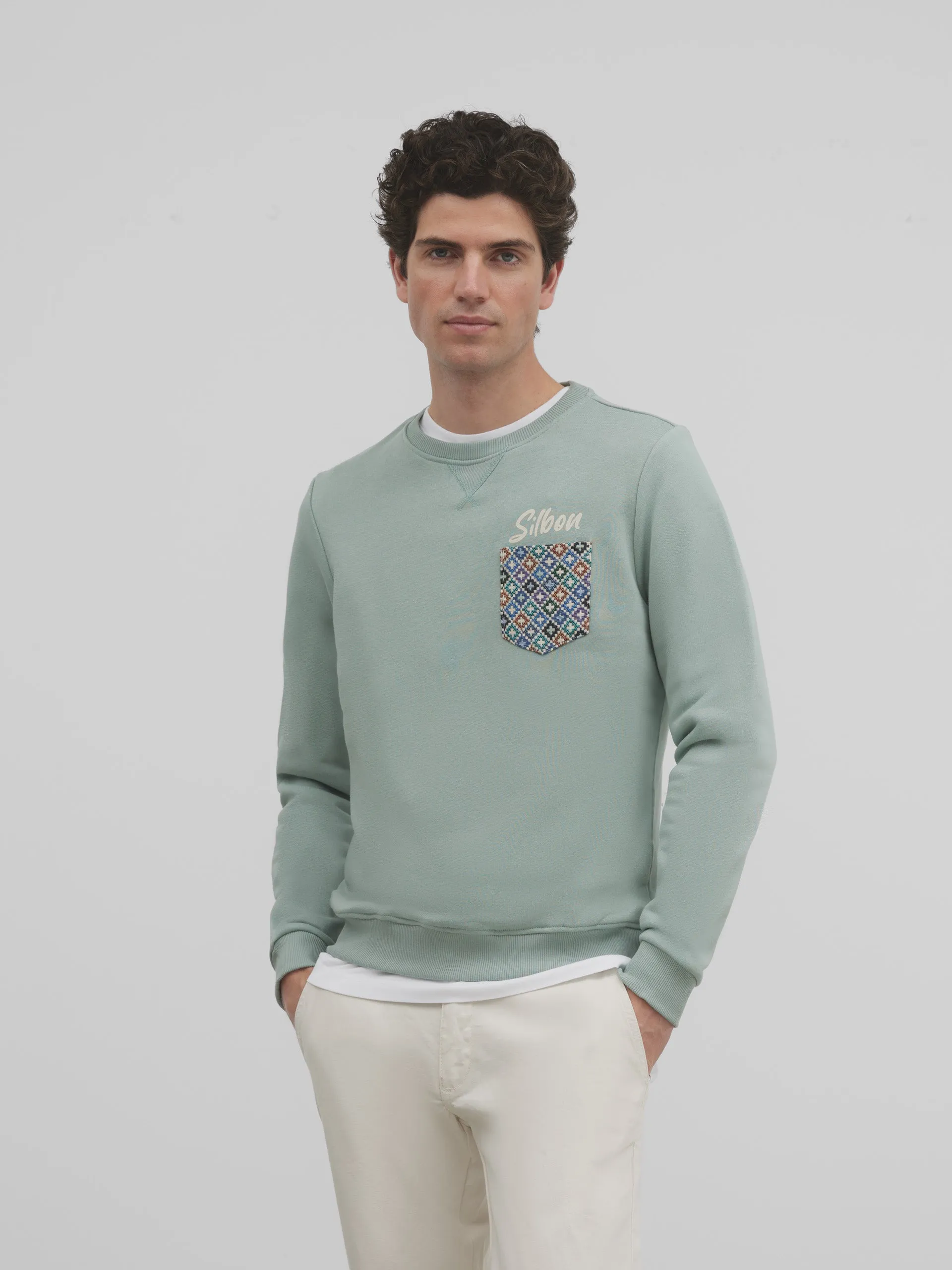 Sudadera ethnic pocket verde