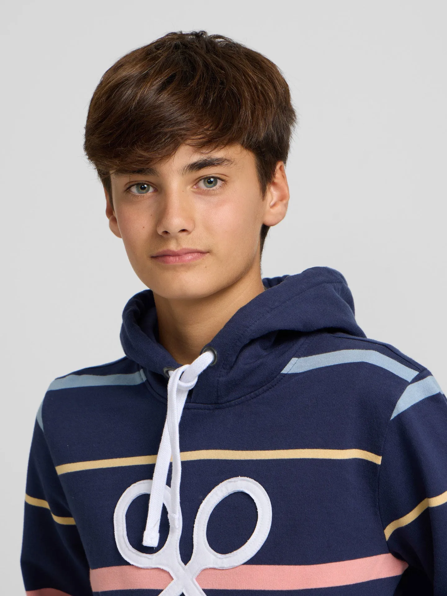 Sudadera kids capucha rayas colores azul marino