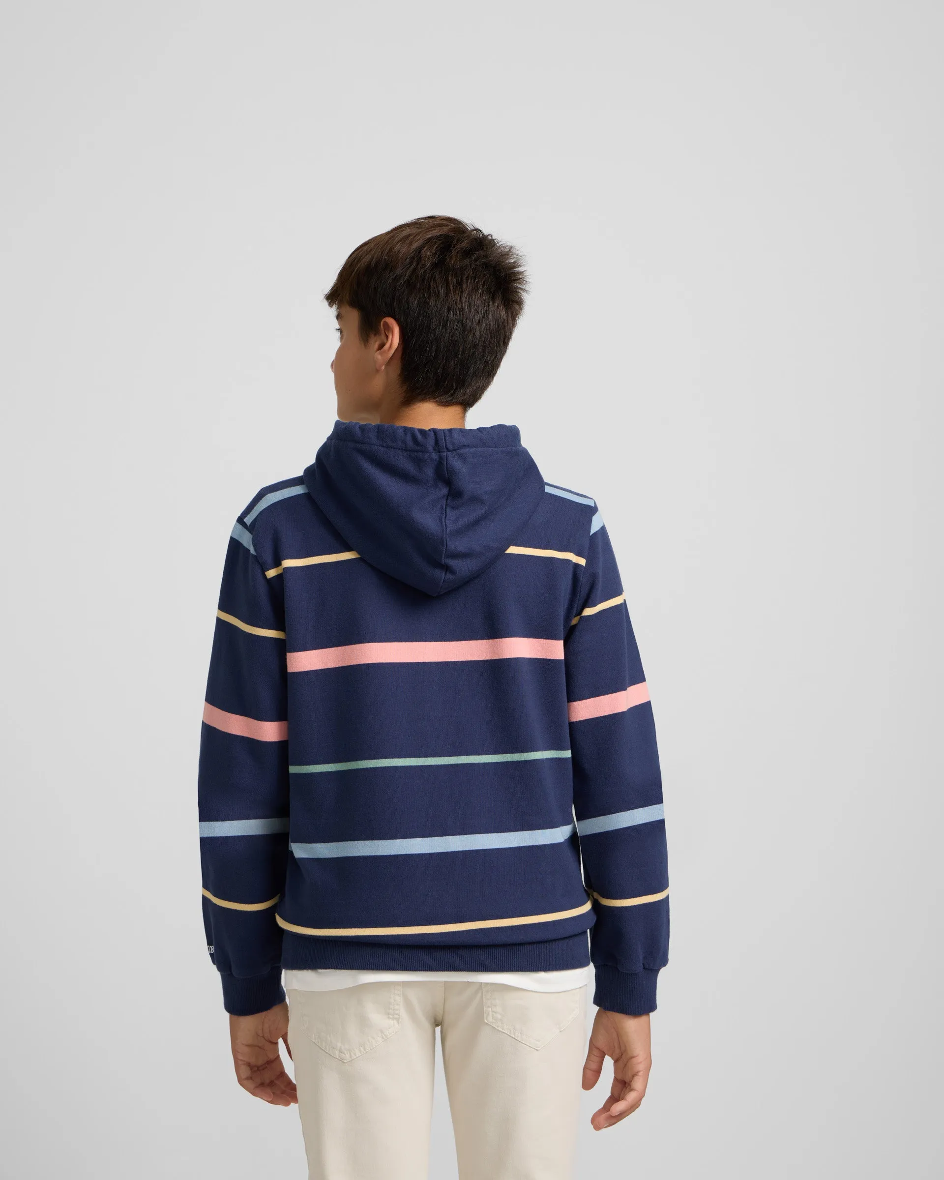 Sudadera kids capucha rayas colores azul marino